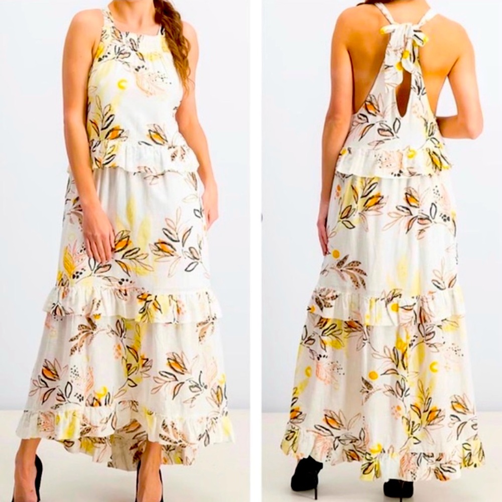 Free People NWT Anita Ivory Combo Printed Maxi Dress Size Medium